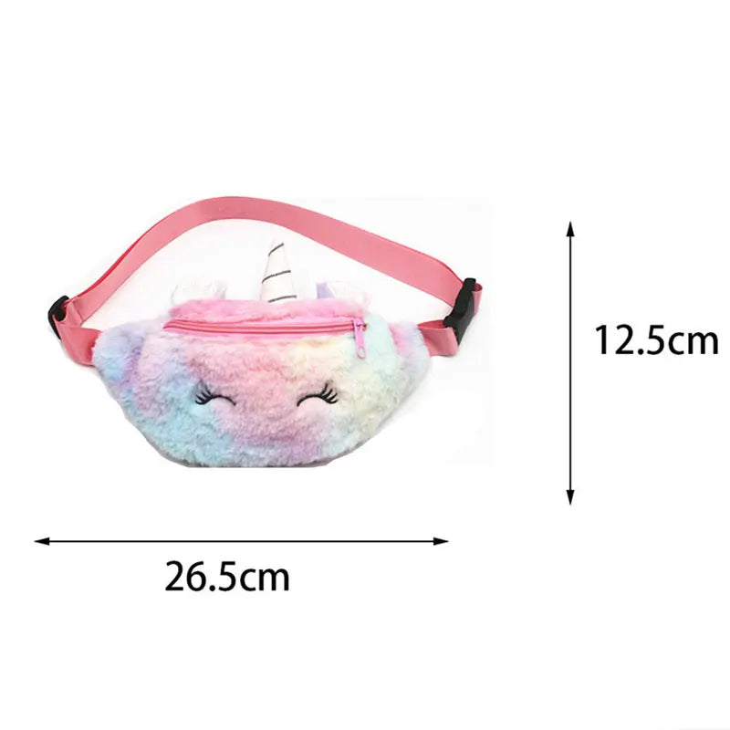 Kids Plush Waist Bag Girls Boys Travel Bum Bag Pocket Purse