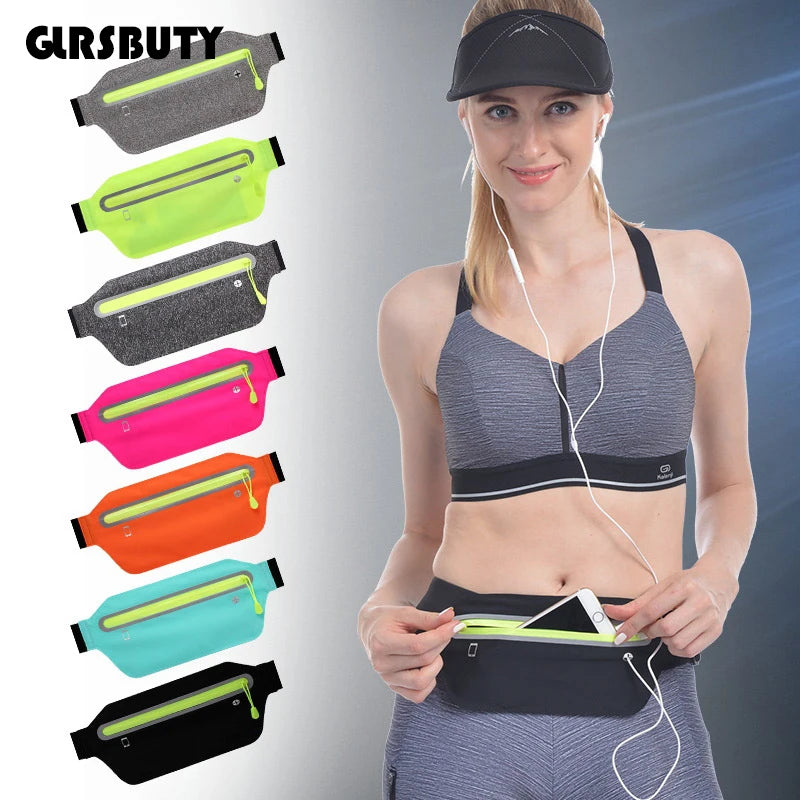 Slim Waist Bag Fanny Pack Men Women Money Belt Bum Bag with Earphone Hole