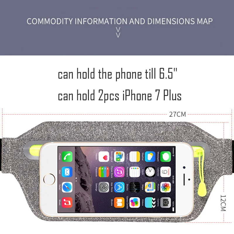 Slim Waist Bag Fanny Pack Men Women Money Belt Bum Bag with Earphone Hole