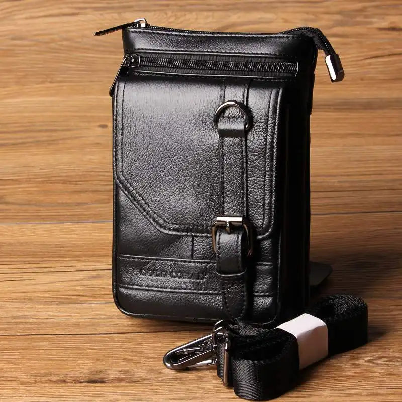 CORAL Leather Men Phone Bag Travel Shoulder Bags Mobile/Cell Phone Pouch