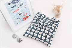Cartoon Polar Bear Women Handbags Lady's Bag Single Shoulder Canvas Bag