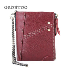 Anti-theft RFID Leather Men's Wallet with Double Zipper