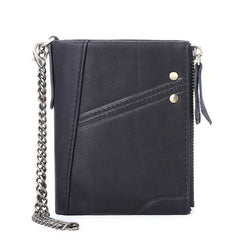 Anti-theft RFID Leather Men's Wallet with Double Zipper