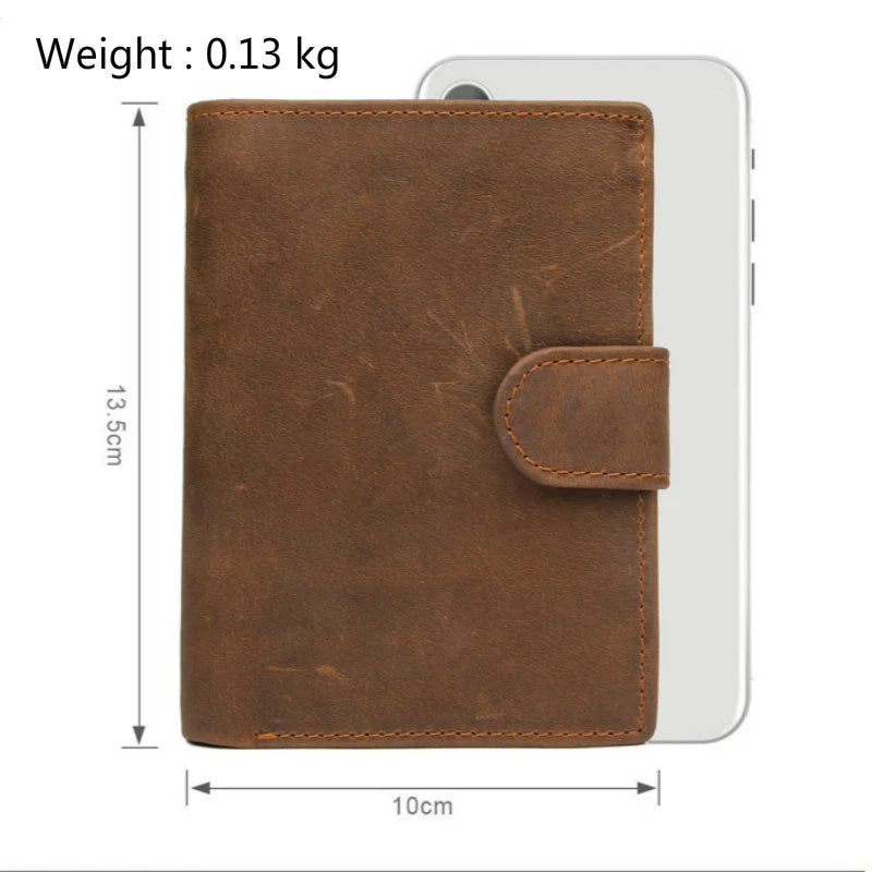 Cowhide Men's Wallet Crazy Horse Leather Multi-card Walet Pocket