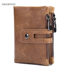 Men Wallet Cow Leather Large Capacity Short Men Purse