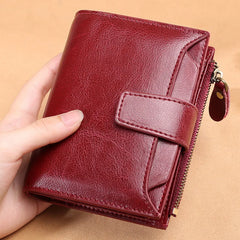 Leather Women's Wallet Short Multifunctional Zipper Buckle