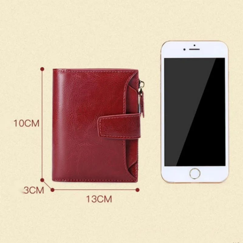 Leather Women's Wallet Short Multifunctional Zipper Buckle
