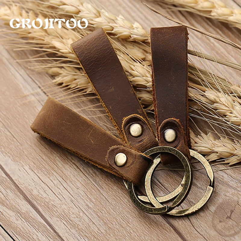 Leather Key Chain Crazy Horse Leather Car Key Chain Purse Keychain