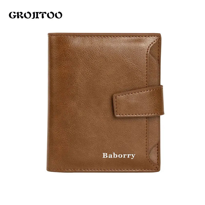 Men's Zipper Wallet Card Holder Short Purse Leather