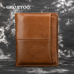 Wax Leather Men's Wallet Multi-Card Short Wallet