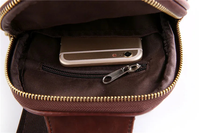 Men's Leather Crossbody Bag Shoulder Chest Messenger Male Bag