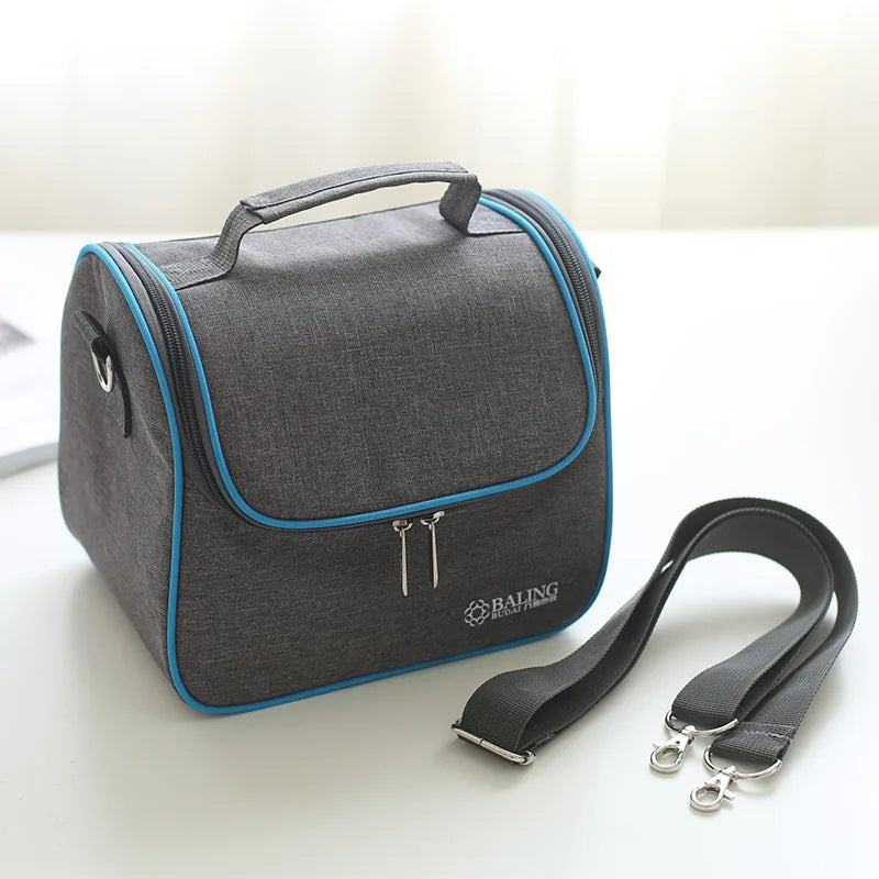 Gray-blue Minimalist Thermo Food Insulated Bag Travel Picnic Thermal Lunch Box
