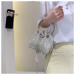 Rhinestone Bucket Bag for Women Diamonds Shoulder Purse Lady Crossbody