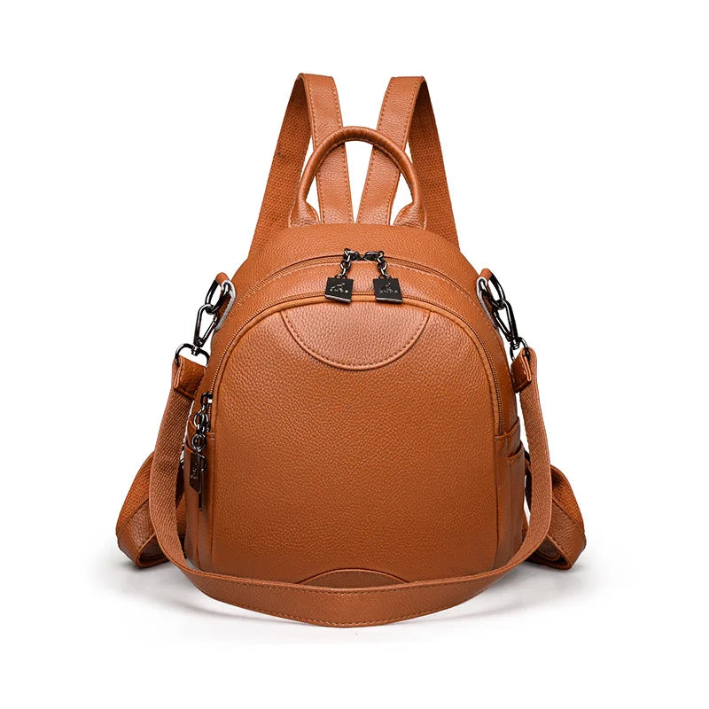 Vintage Leather Backpack for Women, Travel Shoulder Bag, School Bags for Girls