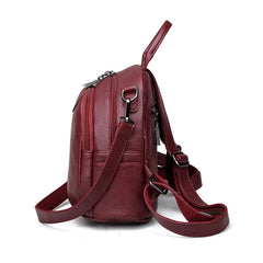 Vintage Leather Backpack for Women, Travel Shoulder Bag, School Bags for Girls