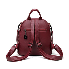 Vintage Leather Backpack for Women, Travel Shoulder Bag, School Bags for Girls