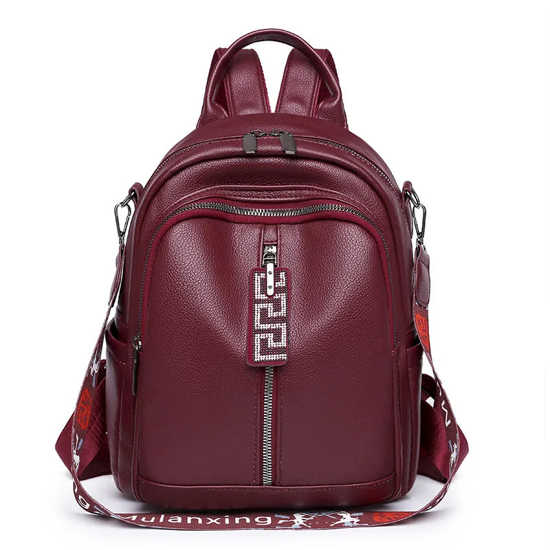 Vintage Leather Backpack Women Shoulder Bag Casual Travel Bagpack