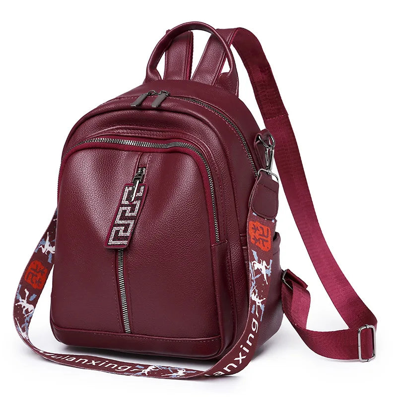 Vintage Leather Backpack Women Shoulder Bag Casual Travel Bagpack
