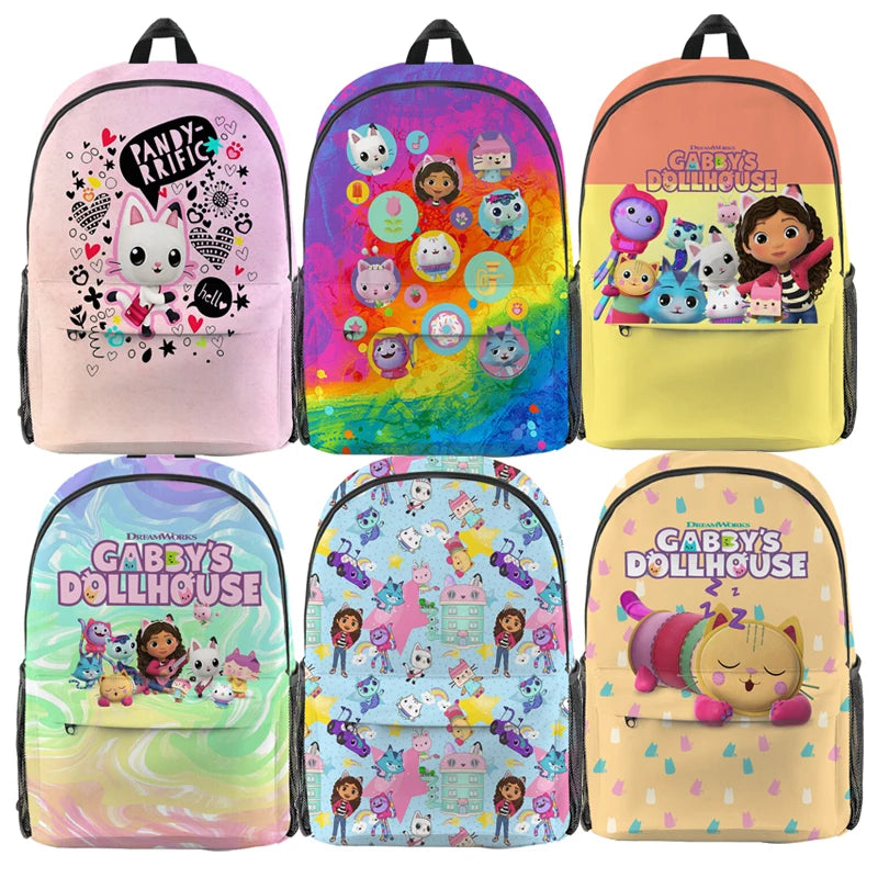 Gabby Dollhouse Cats Backpack Waterproof Kids Boys Girls Teens Mochila