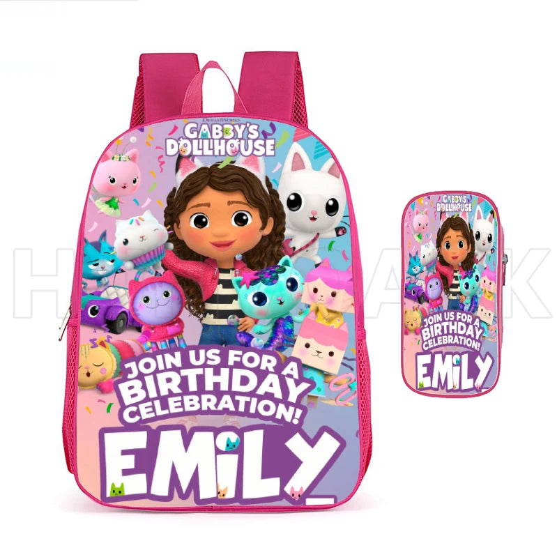 Gabby's Doll house Backpack 3D Print School Bag Girls Children Bookbag