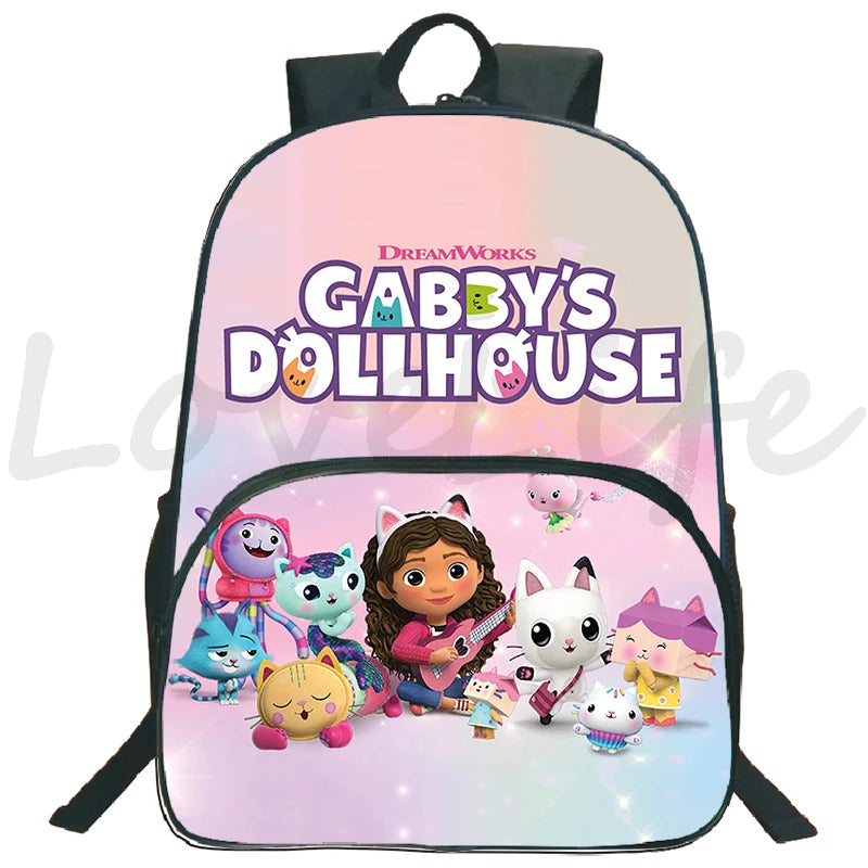 Gabby's Dollhouse Backpack Cartoon School Bags Gabby Cat Children Schoolbag