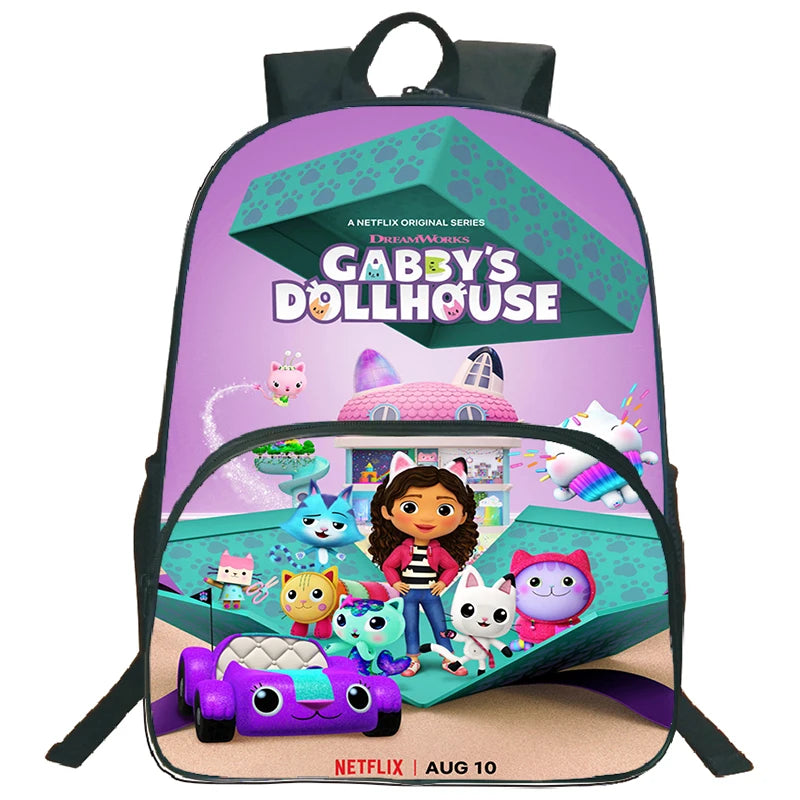 Gabby's Dollhouse Backpack Cartoon School Bags Gabby Cat Children Schoolbag