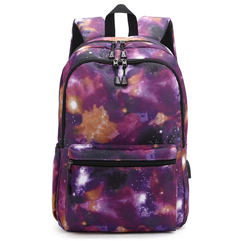 Galaxy Backpack Bookbag for School College Laptop Travel Student Compartment