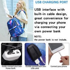Galaxy Backpack School College USB Charging Port Teen Boys Girls Daypack