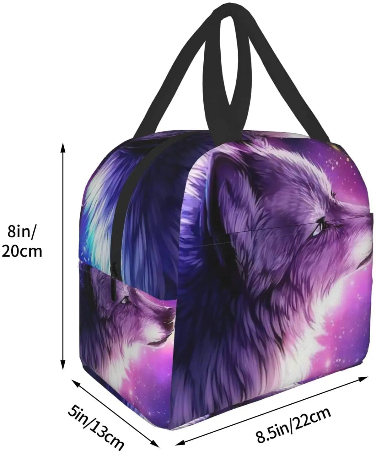 Space Wolf Lunch Box Travel Bag Insulated Cooler Lunch Bags Girls Boy Picnic Tot