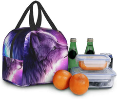 Space Wolf Lunch Box Travel Bag Insulated Cooler Lunch Bags Girls Boy Picnic Tot