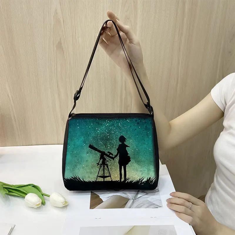 Galaxy Star Print Women Handbags Starry Night Female Clutch Bags