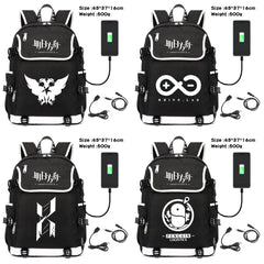 Arknights Canvas Backpack USB Charging Shoulders Teenagers Zipper Travel Laptop