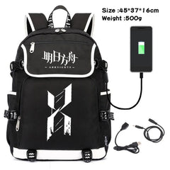Arknights Canvas Backpack USB Charging Shoulders Teenagers Zipper Travel Laptop