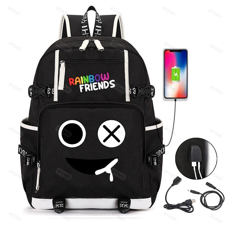 Game Cosplay Rainbow Backpack for Boys Girls Student School