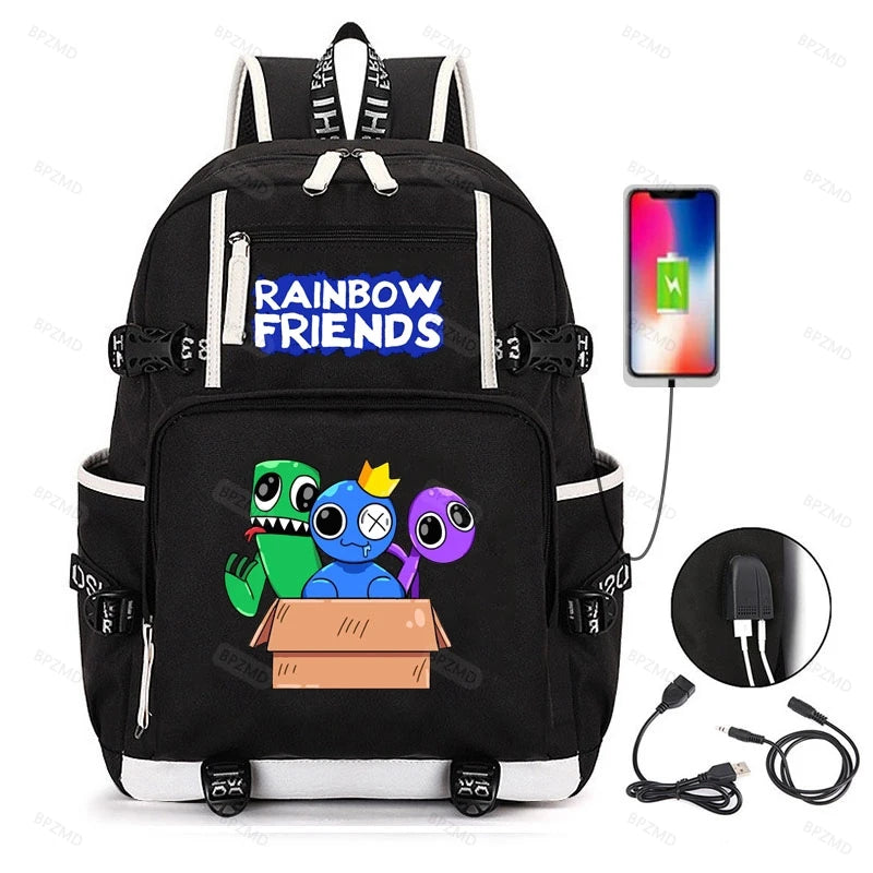 Game Cosplay Rainbow Backpack for Boys Girls Student School