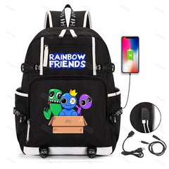 Game Cosplay Rainbow Backpack for Boys Girls Student School