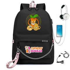 Cuphead Nylon Print Backpack Schoolbag with USB Charge