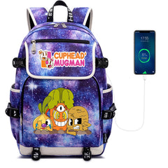 Cuphead Print Backpack USB Charging Knapsack Unisex Packsack