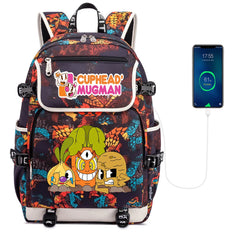 Cuphead Print Backpack USB Charging Knapsack Unisex Packsack