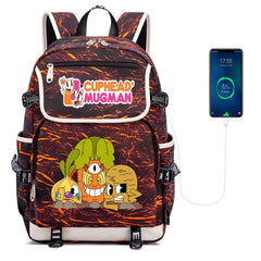 Cuphead Print Backpack USB Charging Knapsack Unisex Packsack