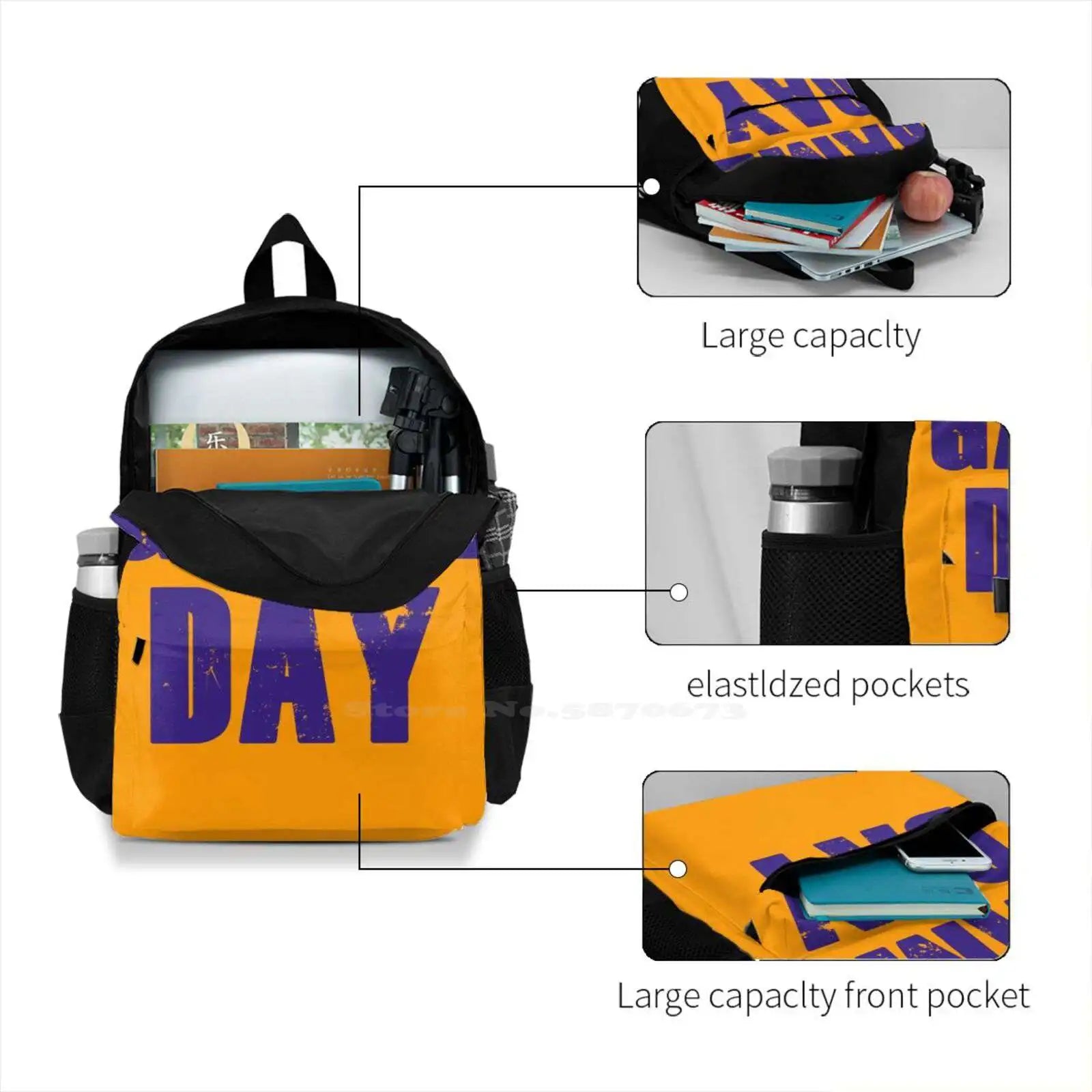 Game Backpack For Student School Laptop Travel Bag Game And Orange Sports