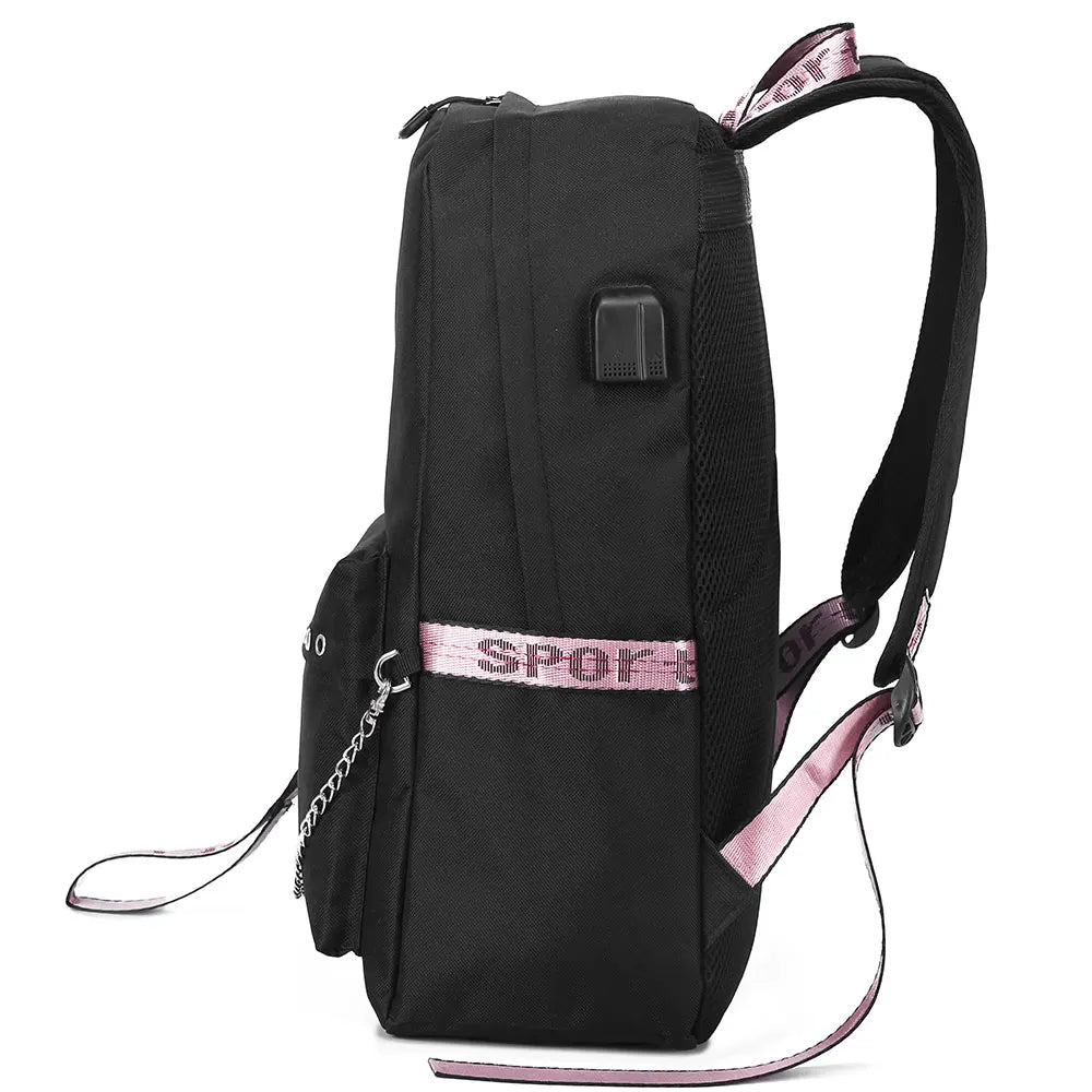FNF USB Boys Girls School Backpack Canvas Travel Laptop Bagpack