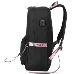 FNF USB Boys Girls School Backpack Canvas Travel Laptop Bagpack