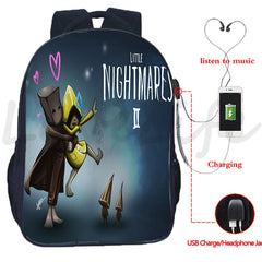 Little Nightmares 2 Mono USB Charging Backpack Double Layer Ruck
