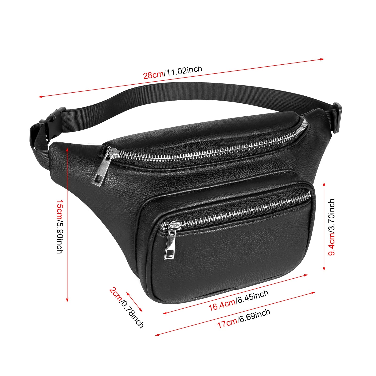 Geestock Waist Pack Bag PU Leather Belt Bags Fanny Pack Adjustable Belt