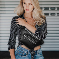 Geestock Waist Pack Bag PU Leather Belt Bags Fanny Pack Adjustable Belt