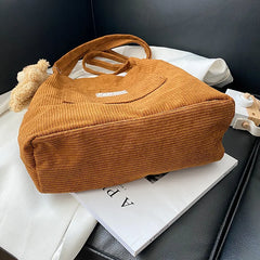 Geestock Corduroy Shoulder Bag for Women Reusable Shopping Tote Handbag