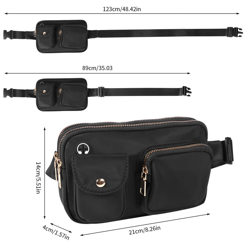 Geestock Fanny Pack for Women Double Zipper Waterproof Waist Bags