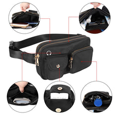 Geestock Fanny Pack for Women Double Zipper Waterproof Waist Bags
