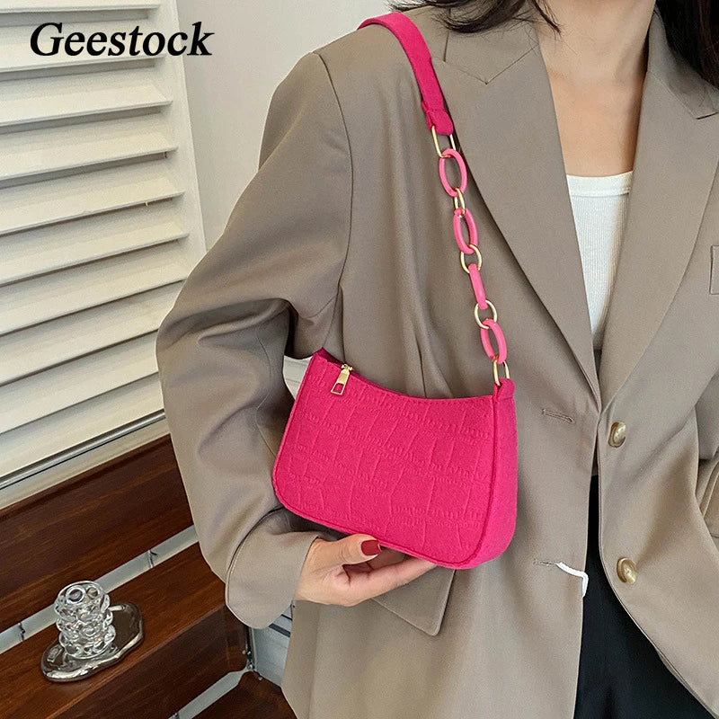 Geestock Felt Shoulder Bags For Women Advanced Texture Armpit Handbags Purses